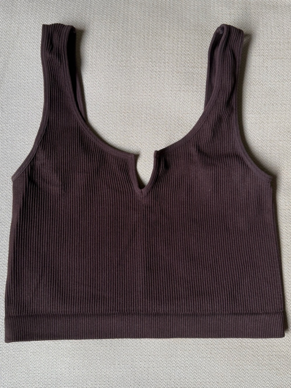Suzette Collection brown ribbed spandex knit tank top
